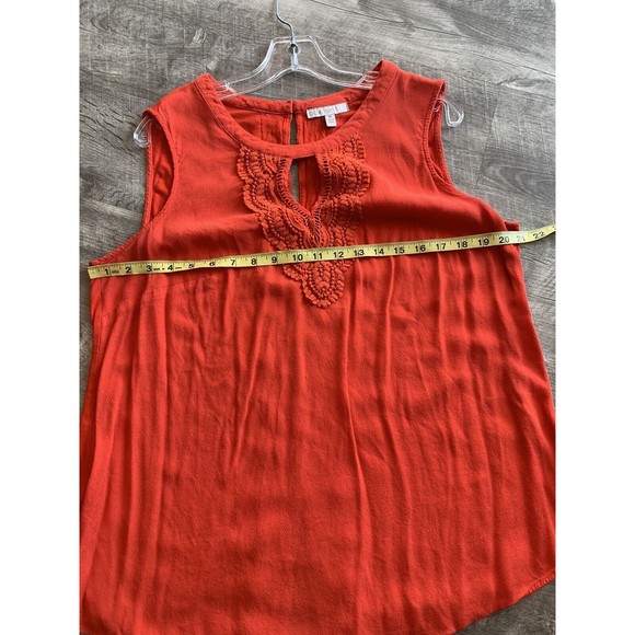 pale sky blouse top ORANGE plus size 1X sleeveless lace front keyhole front - Picture 7 of 10